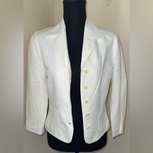 Ellen Tracy Cream Blazer with Yellow Button